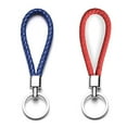 thumbnail image 1 of Braided Leather Chain Ring Strap Rope Car Fob Cord Holder for Silicone Case Keyring Keychain fit for Mercedes BMW Cadillac Lexus Ford Toyota Honda Chevrolet Dodge Jaguar Land Smart Key (red and blue), 1 of 2