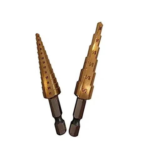 

2-Piece SAE Titanium Step Drill Bits 3/16 to 1/2 and 1/8 to 1/2 (1/4 Quick Change)