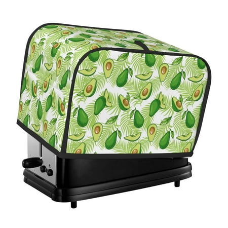 

KLL Avocado And Tropical Palm Leaves Print 2 Slice Toaster Dust Covers Kitchen Small Appliance Cover with 2 Pockets Can hold Jam Spreader Knife & Toaster Tongs (11.4 x 7.9 x 7.5)
