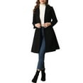 thumbnail image 2 of INSPIRE CHIC Women's Winter Lapel Collar Belted Double Breasted Long Coat Black XS, 2 of 4