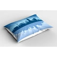 thumbnail image 2 of Ambesonne Nebraska Pillow Sham 2 Pack, Lincoln City Skyline, 26"x20", Blue and Ceil Blue, 2 of 3