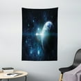 thumbnail image 1 of World Tapestry, Mysterious Outer Space Cosmos Universe Nebula Exploration Fantasy Theme Image, Wall Hanging for Bedroom Living Room Dorm Decor, 40W X 60L Inches, Dark Blue White, by Ambesonne, 1 of 2