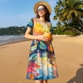 thumbnail image 4 of Balery Colorful Fishing Boats Vestidos sueltos de manga corta para mujer, vestidos de verano 2025, vestidos casuales de corte A con vuelo., 4 of 6
