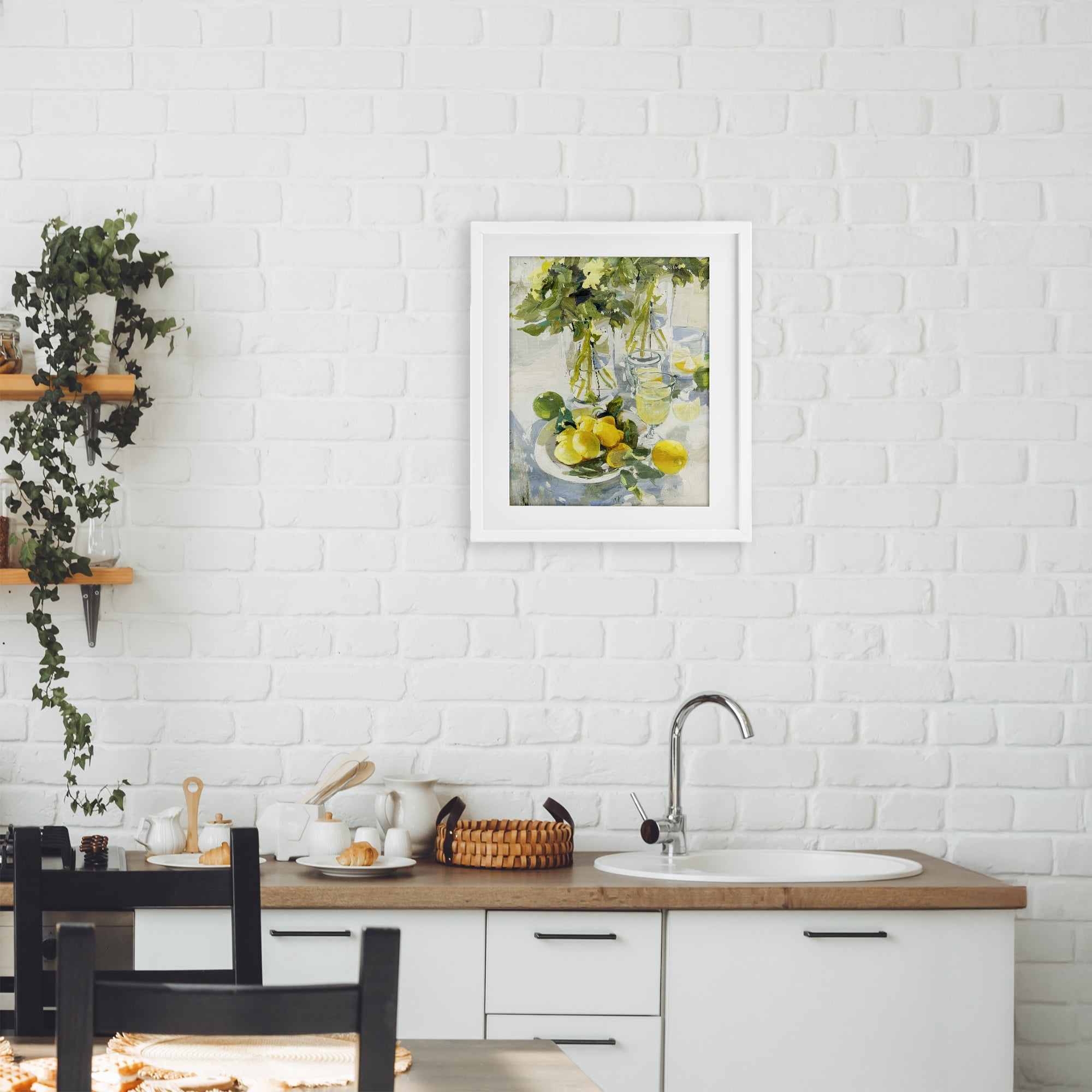 Stupell Industries Fresh Kitchen Lemons Spread White Framed Print Under Glass, design by Annabelle Hall