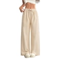 thumbnail image 5 of MZXELPRJD Girls Linen Pants Tween Girl Wide Leg Pants with Pockets Kids Drawstring Loose Pants Casual LinenTrousers Flowy Loose Fit Palazzo Pants for Girls Casual Beach, 5 of 7