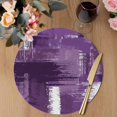 thumbnail image 3 of Purple Abstract Round 13 Inch Placemats Set of 2, Modern Mottled Art Oil Painting HeatResistant Non Slip Place Mats for Dining Table, Wipeable Braided Kitchen Table Mats for Housewarming, 3 of 9