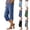 Blue, variant on Womens Denim Capris with Pockets- Summer Casual Trendy Stretch Straight Leg High Waist Jean Pants Light Blue Size M