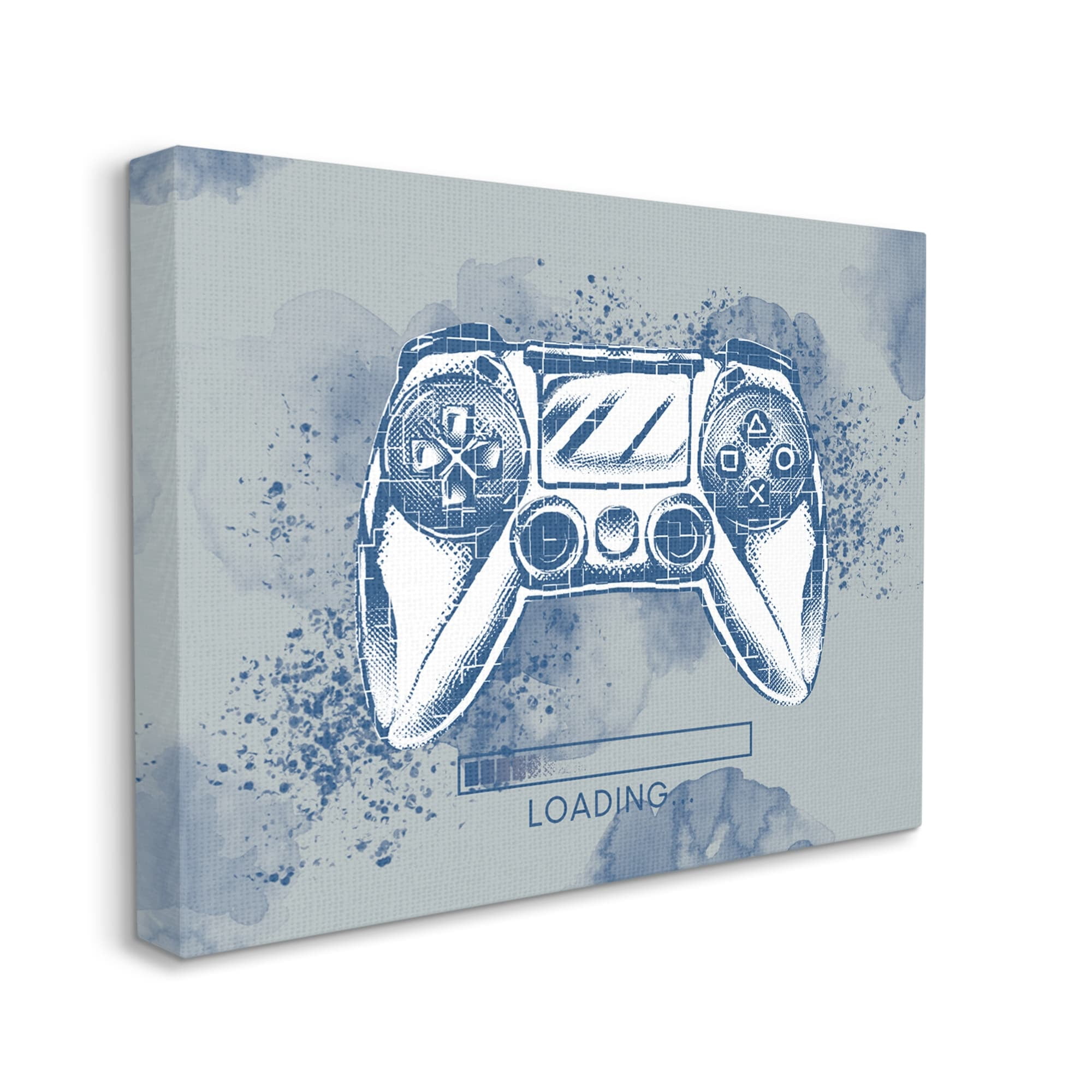 Stupell Industries Gaming Controller Retro Loading Symbol Blue Speckled , 20 x 16, Design by Ziwei Li