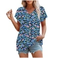 thumbnail image 4 of Spring Tops for Women 2025 Viikei Womens Plus Size Tops Short Sleeve,Women's Printed V-neck Short-sleeved T-shirt Loose Top Short Sleeve Top Multicolor M, 4 of 4
