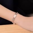 thumbnail image 4 of Zuiguangbao Women's Simple Pink Flash Opal Leaf Rose Gold Bracelet Fashion Jewelry Valentine's Day Gift Bracelet, 4 of 6