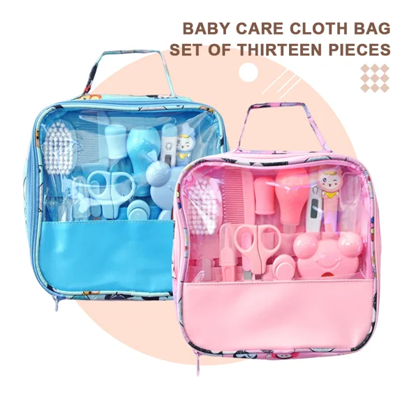MesaSe 13Pcs/Set Baby Care Kit Newborn Baby Kids Nail Hair Health Care Thermometer Grooming Brush Kit Clipper Scissor Kid Toiletries