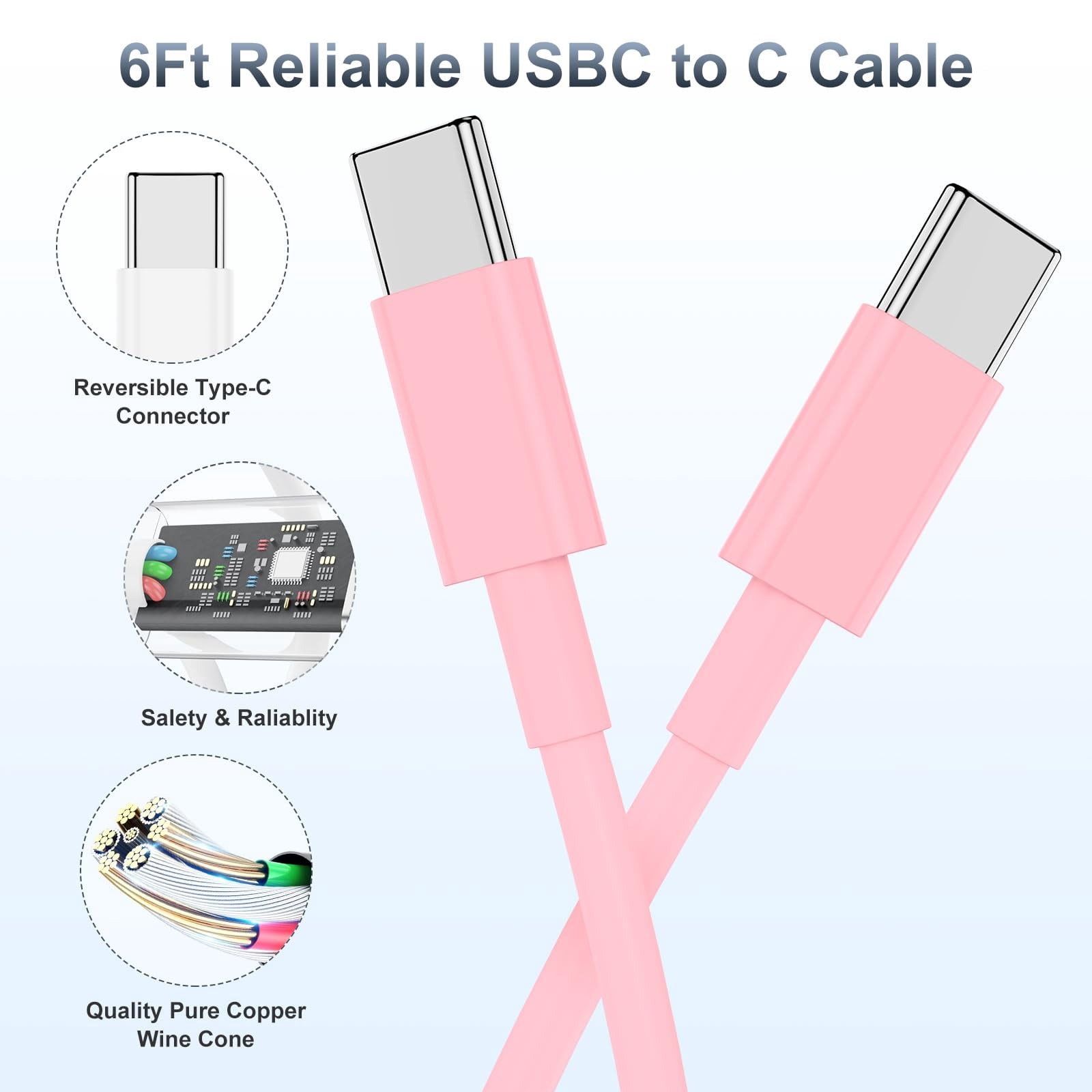 LujingZ 20W USB C Charging Block with 6ft Type C - to - C Cable, Fast Charger Compatible for iPhone 17/16/15 Series, iPad 12/11 inch, iPad Mini 6th Gen