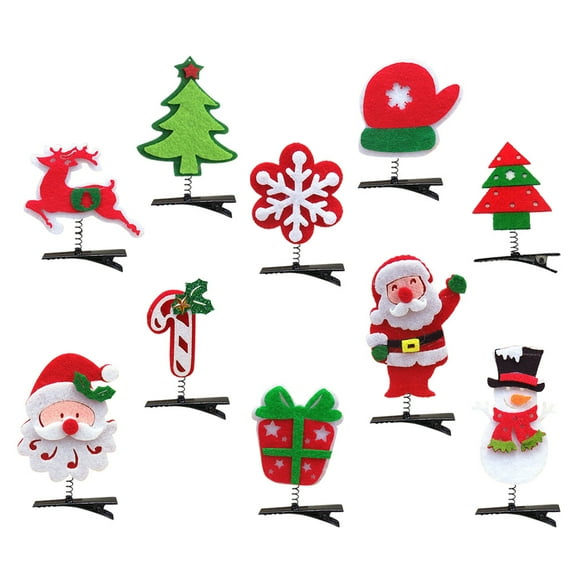 LOLIPPYY 10-Pack Christmas Hair Barrettes Assorted Colors Festive Hair Clips Accessories for Holiday Hair Styling