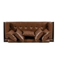 thumbnail image 7 of 73 inch Modern Faux Leather 3 Seat Sofa,Living Room Furniture with Armrest Button Tufted Seat Upholstered Small Cushion for Bedroom Apartment Office,Light Brown, 7 of 7