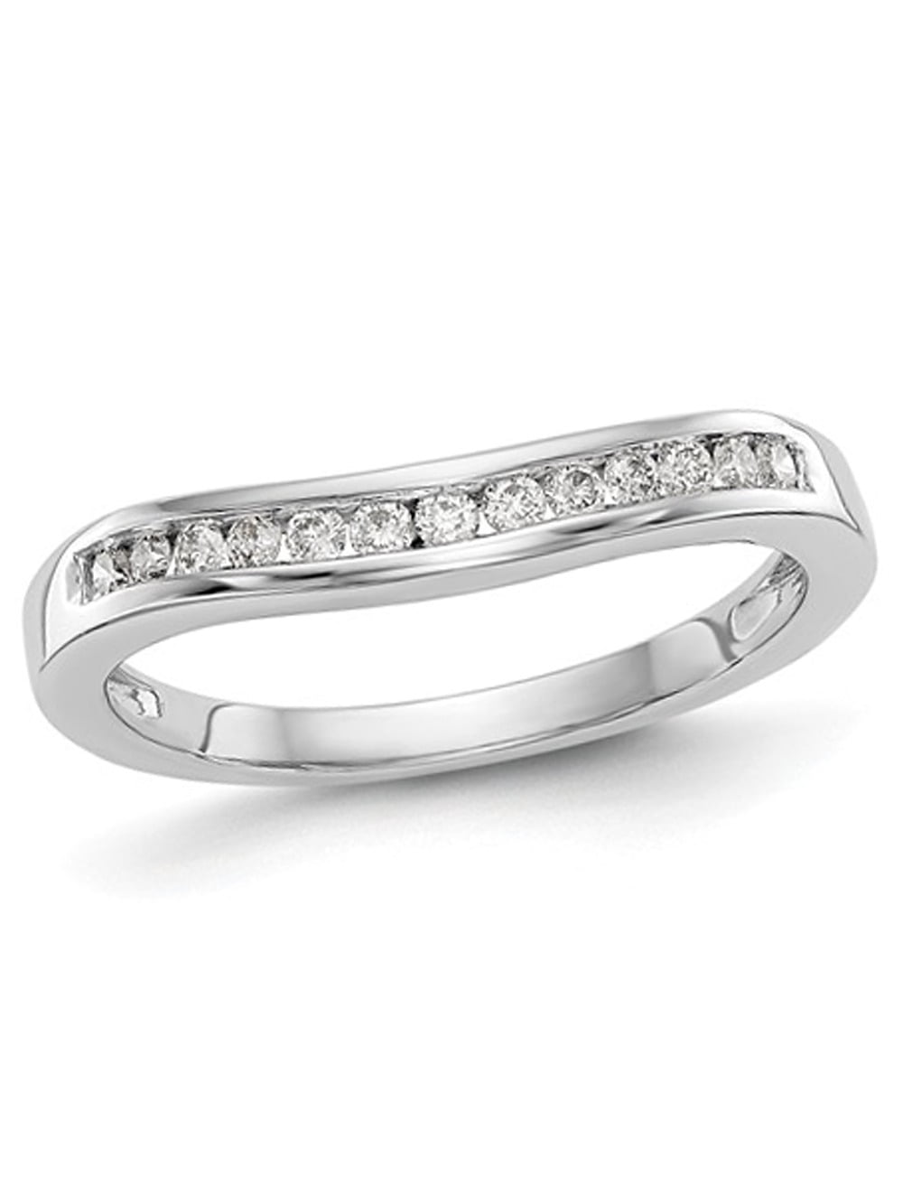Choice of Metal Colors; Single Band or Set of 3 H-I Color, I1-I2 Clarity .925 Sterling Silver 1/5 Cttw Diamond Channel-Set Stackable Band Ring