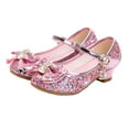 thumbnail image 5 of Yammkia Girl's Dress Shoes Mary Jane Glitter 1.5 in Low Heel Wedding Party Princess Shoes for Toddler/Little/Big Kids (Pink,13), 5 of 7