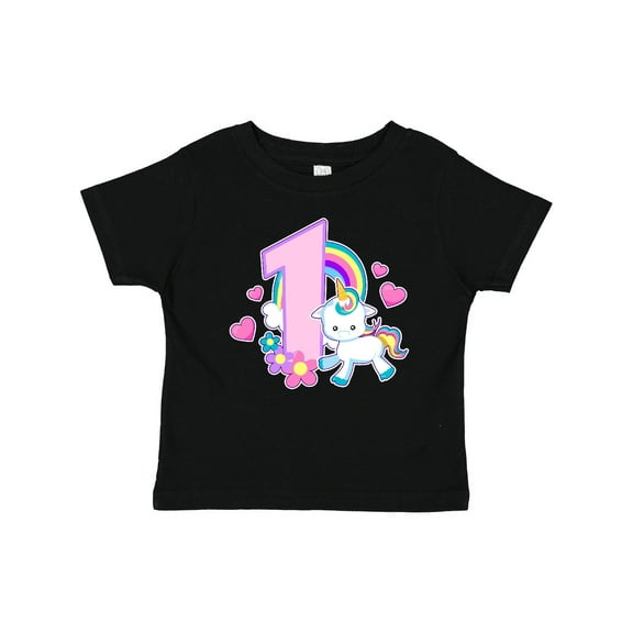 Inktastic I Am 1 Year Old with Unicorn and Hearts Girls Baby T-Shirt