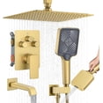thumbnail image 2 of Shower System with Pressure Balance Valve  Ceiling Mount Shower Faucet Set with Rain Shower Head And Multi-function Handheld Head Push Button Diverter Pressure Balancing Valve Kit  Matte, 2 of 4