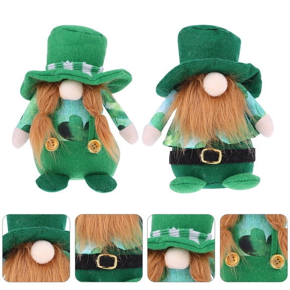 2pcs St. Patrickas Day Gnomes Plush Shamrock Scandinavian Tomte Swedish Ornaments For Party Holiday Home Green