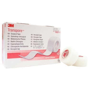 3M 1527-1 Transpore Surgical Tape 1" x 10 Yds - Box of 12 Rolls