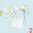 thumbnail image 2 of TOWED22 Toddler 3 Piece Swimsuit Baby Boys Girls Cute Shark Graphic Short Sleeve Bathing Suit Summer Rash Guard Swimwear White,6-12 M, 2 of 4