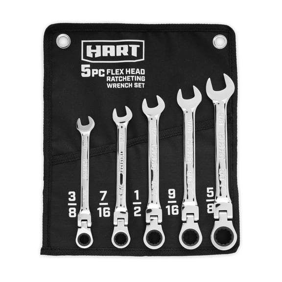 HART 5 Piece Flex Head Ratcheting Wrench Set SAE, New Condition