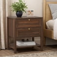 thumbnail image 2 of EYYTHUNG Modern Nightstand Set of 2 with Drawers, Farmhouse Wood Bedside Table with Open Shelf, Large End Table, Brown, 2 of 6