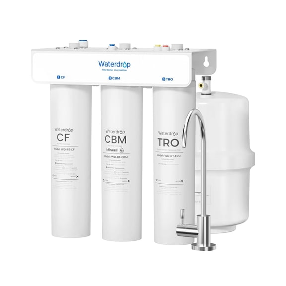 Restored Waterdrop T3-T, 220 GPD Faster Flow, Remineralization 7-Stage Reverse Osmosis Water Filter, 2:1 Pure to Drain, NSF/ANSI 372 Certified Under Sink RO System with Tank, No Power Needed, (Refurbished)