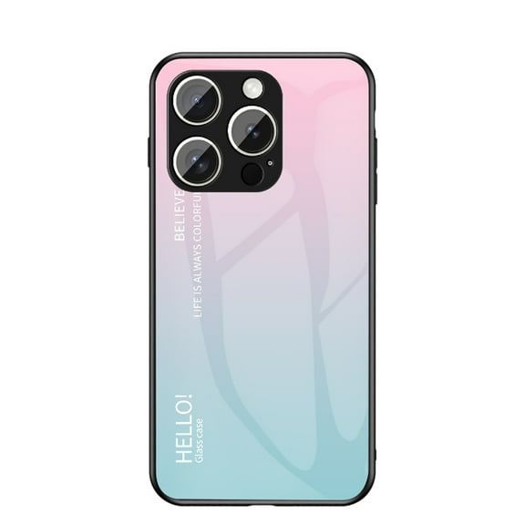 for iPhone 16e Case,Tempered Glass Gradient Color Pattern TPU Frame Hybrid Slim case for iPhone 16e, Case Anti-Scratch Anti-Drop Anti-fingerprint, Pink
