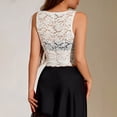 thumbnail image 5 of Sheghy Women Tank Tops Dressy Casual Mesh Lace Tank Top, Crew Neck Sleeveless Layering Cami for Women White S, 5 of 5