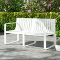 thumbnail image 4 of Gymax Ensemble de Mobilier de Patio 3 Pcs avec 1 Causeuse et 2 Tables d'Appoint Ensemble Bistro Toutes Saisons Blanc, 4 of 10