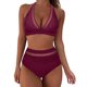 thumbnail image 1 of Gibobby Conjunto de bikini para mujer Bikini de cintura alta para mujer, bañadores sexys de dos piezas con realce, traje de baño Vintage, conjunto de Bik(Vino,G), 1 of 5