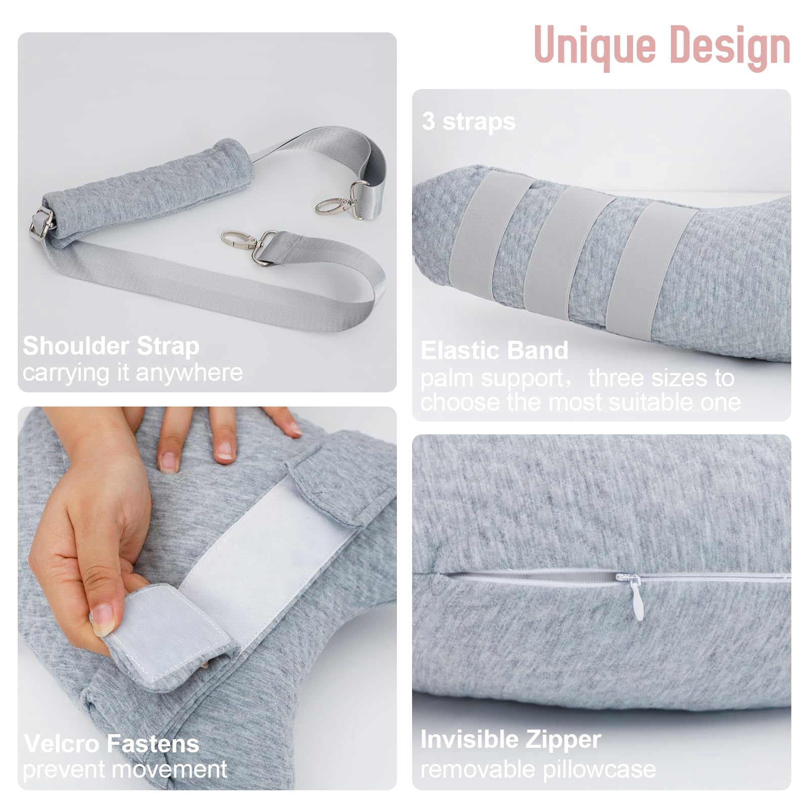 RoamReady Upgrade Rotator Cuff Shoulder Support Pillow, Post Surgery Recovery, Frozen Shoulder Relief, for Adult Pain Relief Side Sleeping, Light Gray