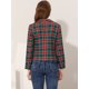 thumbnail image 4 of Allegra K Chaqueta Tipo Blazer Informal Con Solapa De Muesca Y Manga Larga Para Mujer Cuadros verdes S, 4 of 5