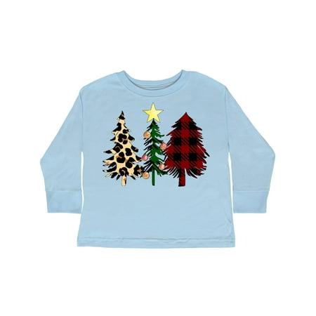 

Inktastic Three Christmas Trees in Plaid and Leopard Print Gift Toddler Boy or Toddler Girl Long Sleeve T-Shirt