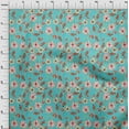 thumbnail image 3 of oneOone Georgette Viscose Turquoise Blue Fabric Flower Watercolor Dress Material Fabric Print Fabric By The Yard 42 Inch Wide, 3 of 4