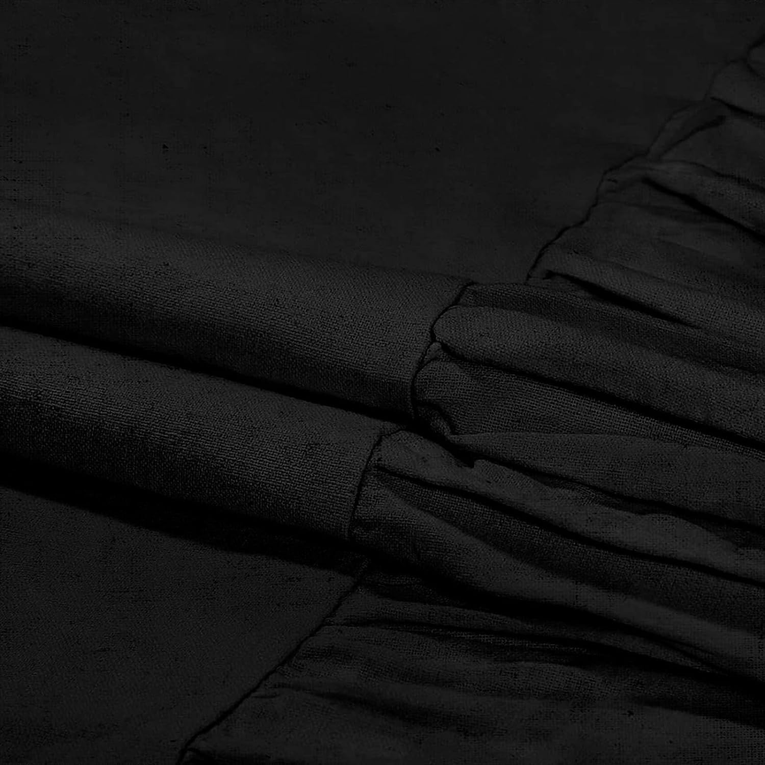 Psoiuetr Farmhouse Shower Curtain with A Ruffle Hem Black Linen Shower Curtain for Bathroom 72"x72"