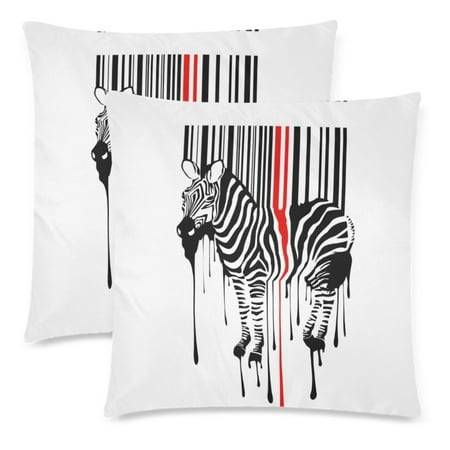 2 Decorative Painting (YKCG Animal Pillowcase Protector 18x18 Twin Sides, Zebra Watercolor Painting Zippered Pillow Case Covers Decorative, Set of)