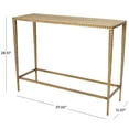 thumbnail image 3 of DecMode 37" x 28" Beige Marble Slim Rectangular Console Table with Hammered Gold Metal Legs, 1-Piece, 3 of 9