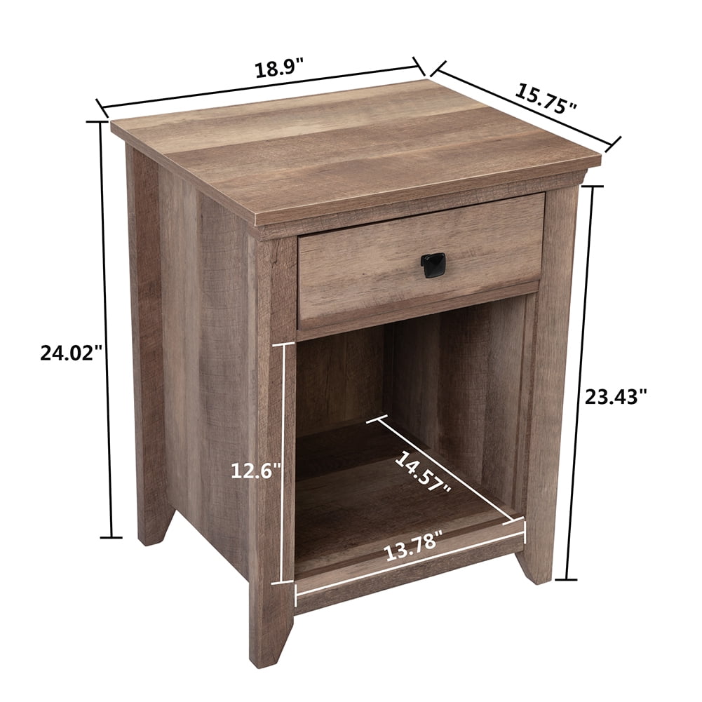 Kepooman Farmhouse Bedside Table for Bedroom, 1 Drawer End Table for Home Office, Light Brown Night Stand for College Dorm Kepooman Farmhouse Bedside Table for Bedroom, 1 Drawer End Table for Home Office, Light Brown Night Stand for College Dorm