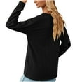 thumbnail image 6 of ATOYSOY Women's Long Sleeve Shirts Winter Loose Tops Workout Casual Blouse Pleated V Neck Button Sweatshirts Solid Color Pullover Spring Fashion Black L, 6 of 6