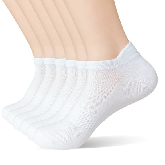 6Pairs Women Men Socks Couple Student Cotton New Plus Size Sports Ear Mesh Spot Running Solid Color Boat Ankle Socks WHITE XL(45-48)