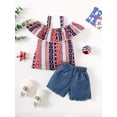 thumbnail image 2 of Newborn Baby Girl Clothes Suspender Top with Star Shaped Polka Dot and Vertical Stripe Stitching + Shorts Set 2PCs Infant Spring Summer Outfits, 2 of 5