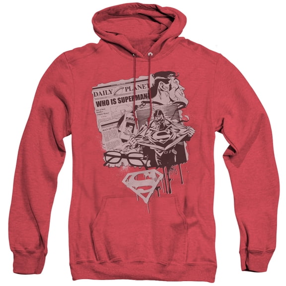 Superman Identity Adult Heather Hoodie Sweatshirt Red