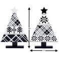 thumbnail image 4 of S/2 Winter Christmas Trees Wooden Black & White Checked Plaid Poinsettia & Star Room Tabletop Desktop Centerpiece Desk Mantel Decor 10" x 7", 4 of 4