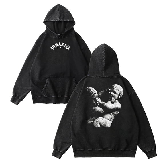 Peso Pluma Merch Dinastía Artwork Hoodie Vintage Washed Dirtyfit Fashion Winter Sweatshirts Top