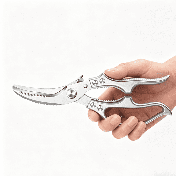 PLERISE Poultry Shears, Kitchen Shears with Non-Slip Handle and Safety Lock, Spring Loaded Scissors for Chicken Turkey Fish Vegetables, Dishwasher Safe