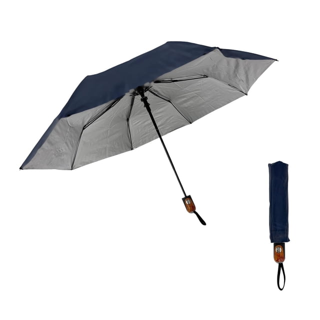 Sombrilla Paraguas Automática Mango Tipo Madera 53 cm azul marino