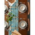 thumbnail image 2 of Nautical Anchor Table Runner 108 Inches, Farmhouse Retro Turquoise Wooden Grain Bed Runner Dresser Scarves Tabletop for Indoor Outdoor Parties/Ceremony/Banquet, 13"x 108", 2 of 8