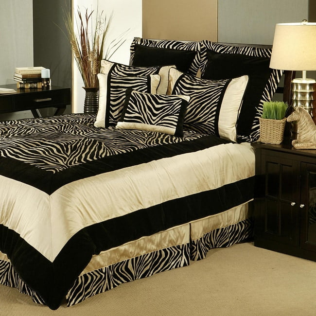 Sherry Kline Zuma 7 Piece Zebra Print Comforter Set Walmart Com